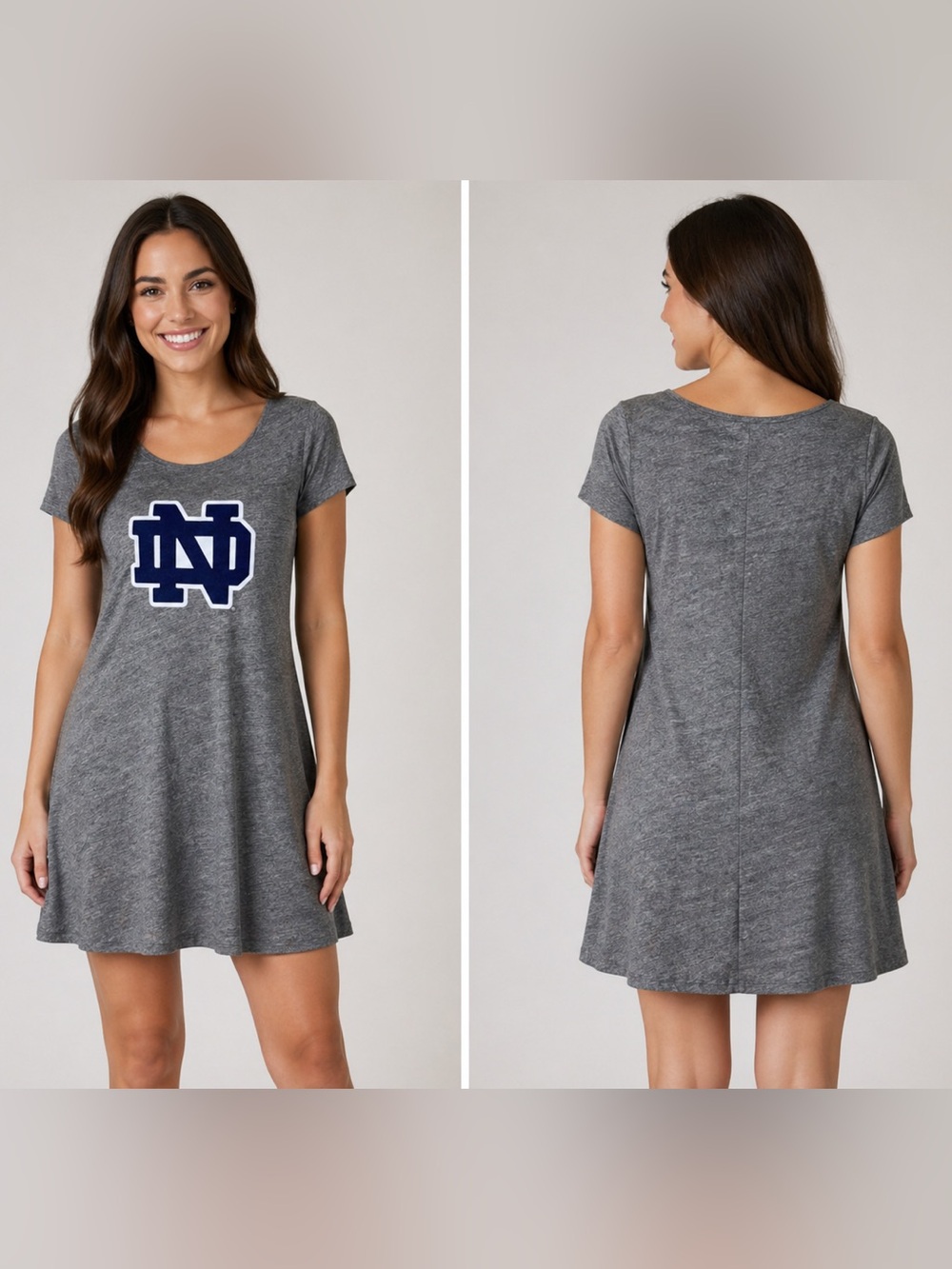 Notre Dame Women’s Small Gray Short Sleeve Lightweight A-Lined Dress